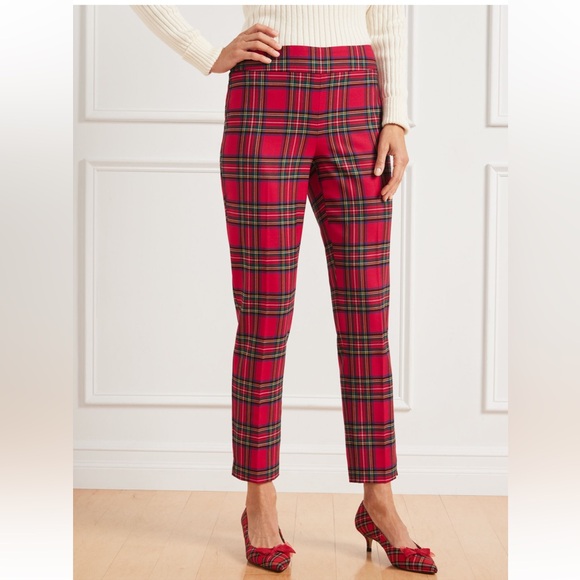 Talbots Pants - Talbots Slim Hampshire Ankle Pants Size 16 NWOT Classic Tartan Red Plaid Pattern